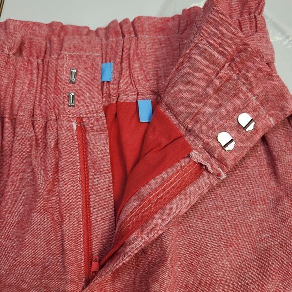 Draper James RSVP Women's Linen Blend Paperbag Short Lined Light Red XS - Picture 12 of 13